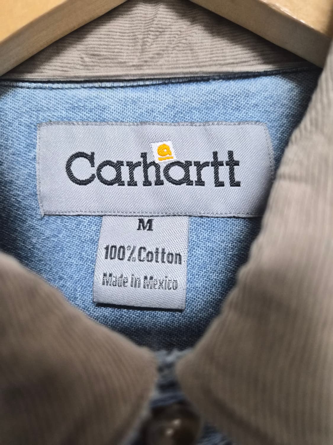칼하트Carhartt 카라 배색 데님 셔츠 M - S237 상품이미지4