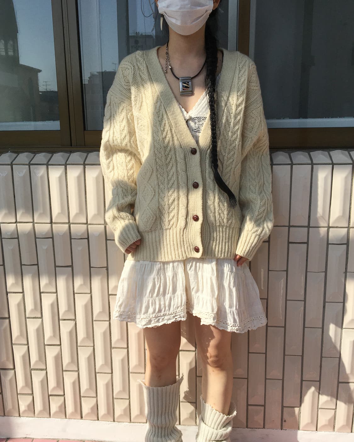 Cable pattern knit cardigan 상품이미지1