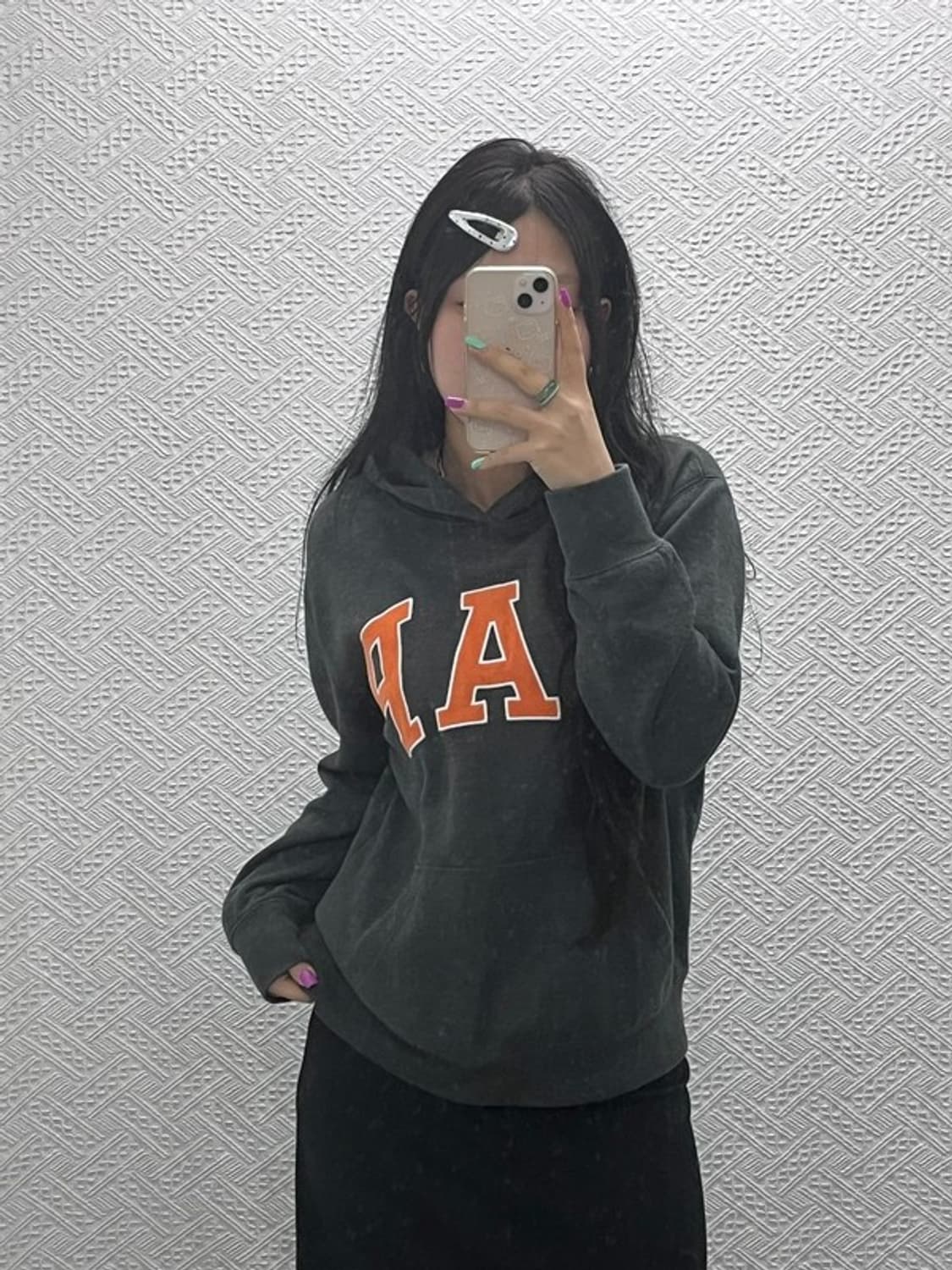 갭 GAP 빈티지 오렌지 빅로고 약기모 후드티 XXL C07118 상품이미지2