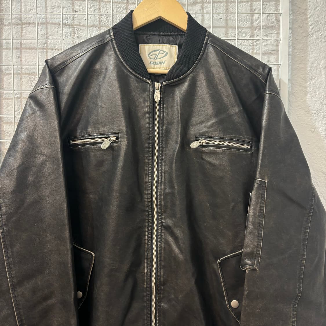 VTG 구빈 블랙 비건 레더 자켓 L 상품이미지3