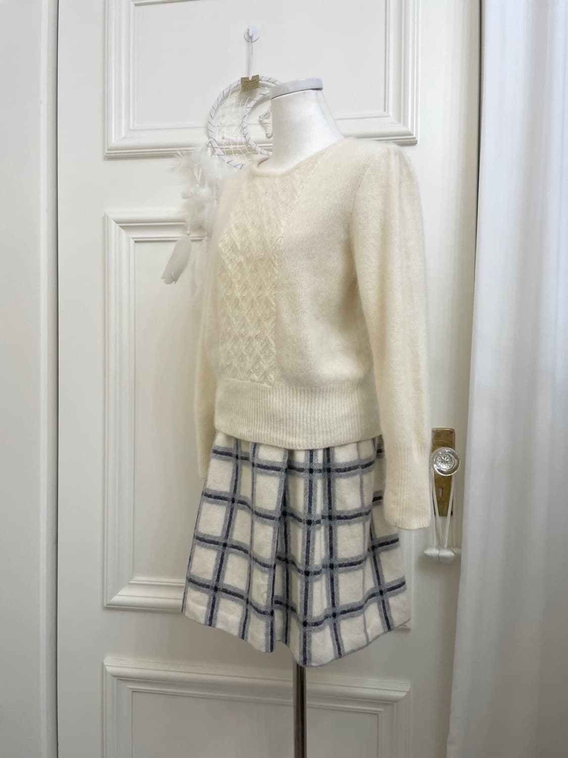 ivory beads glitter puff sleeve angora k 상품이미지3