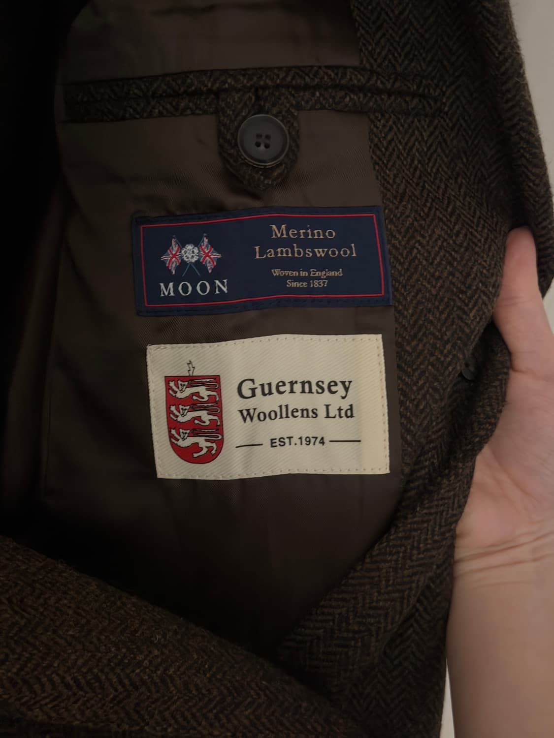 아브라함문 헤링본 메리노울 자켓 - 브라운 S 상품이미지5