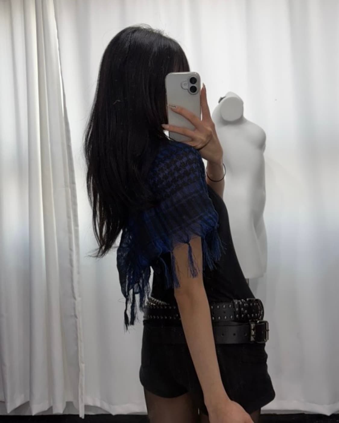 🎸블루 체크 스카프🎸 상품이미지4