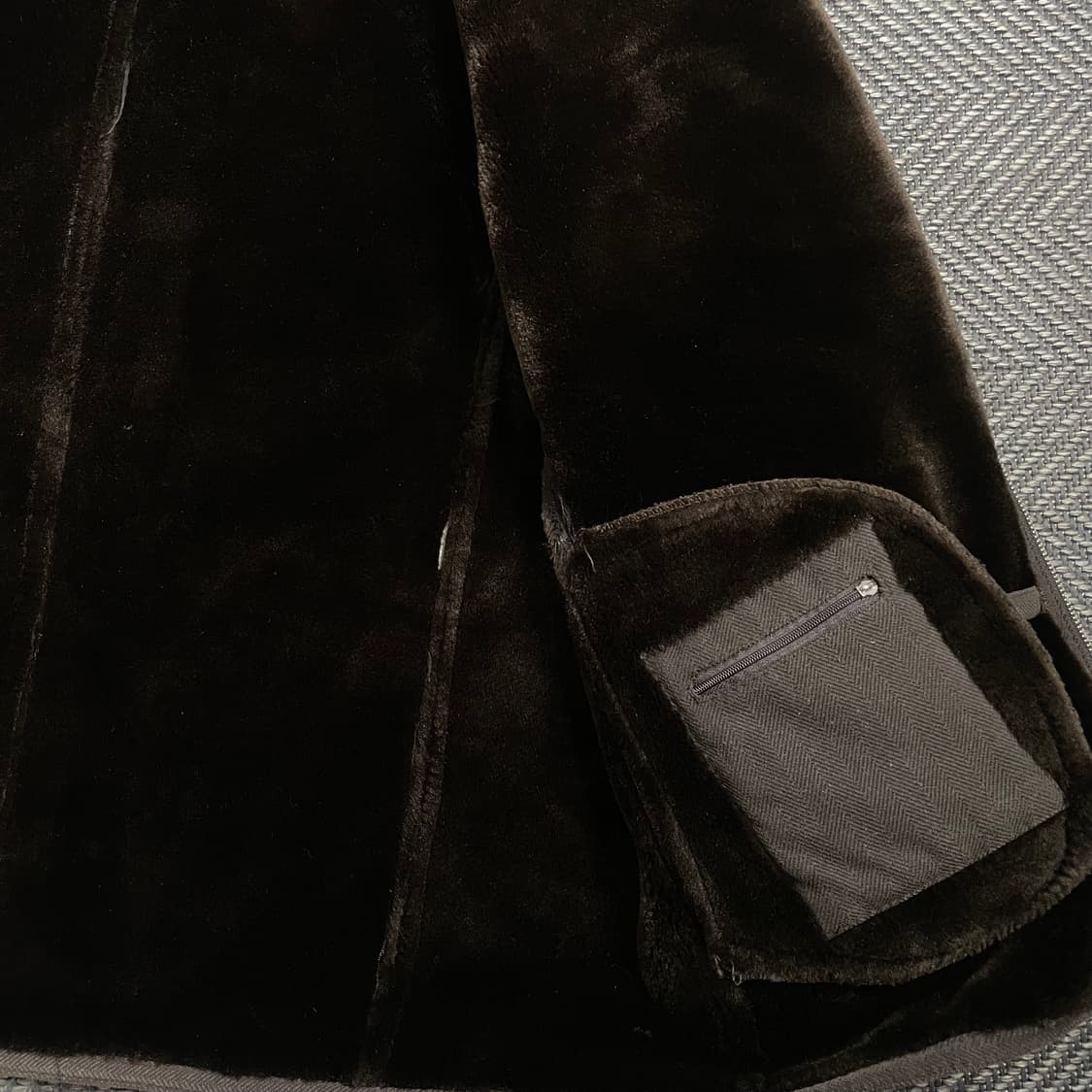 HANDOCK 빈티지 아카이브 헤링본 퍼 트리밍 자켓 브라운 y 4775 상품이미지5