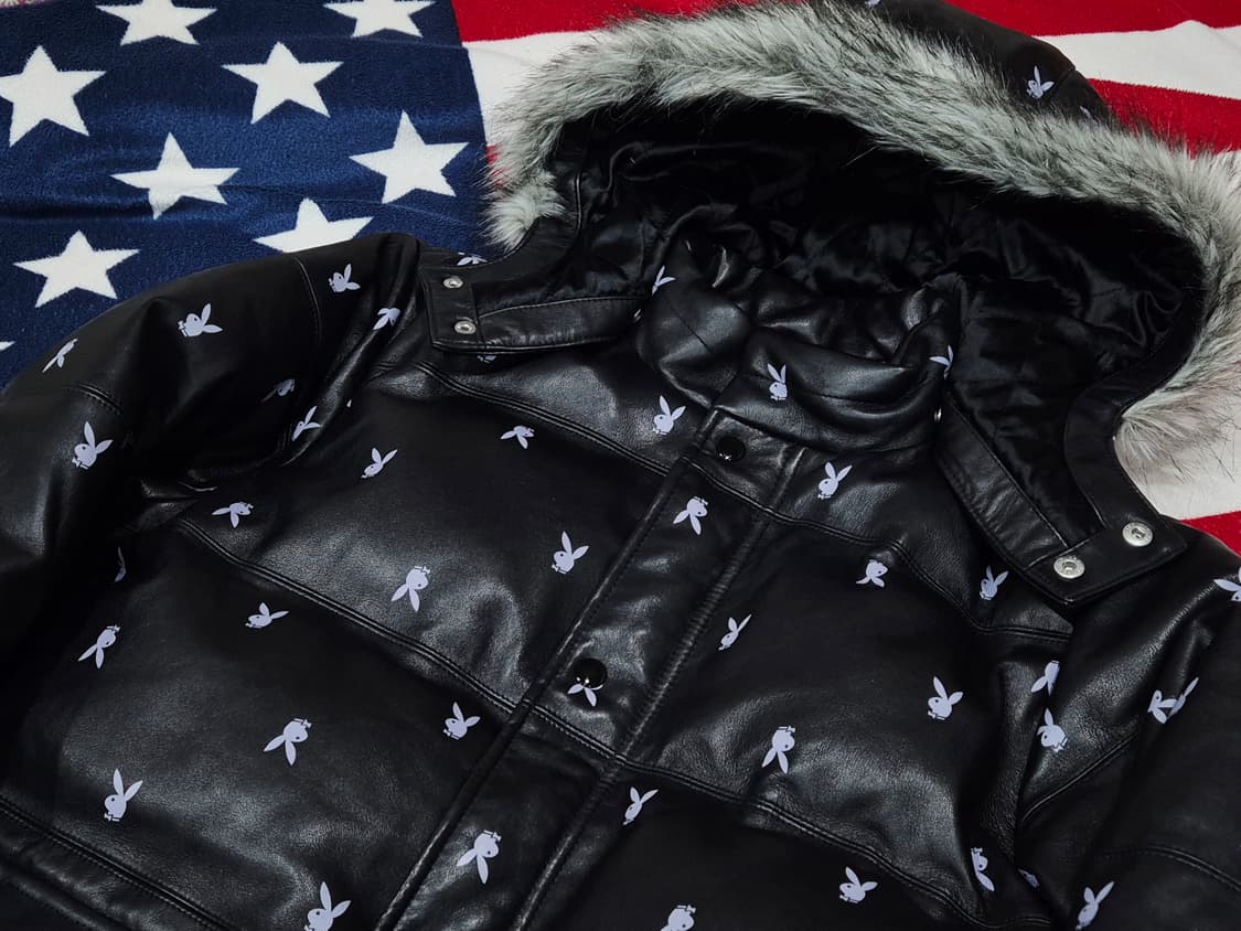 Supreme 슈프림 플레이보이 콜라보 레더 자켓 패딩 블랙 상품이미지2