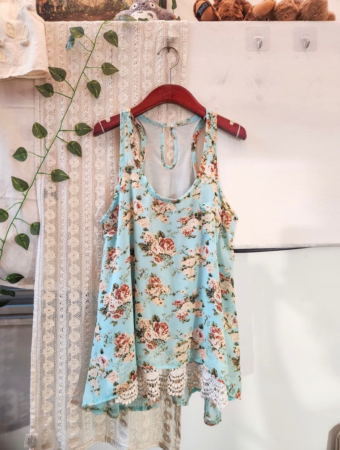 민트 플라워 민소매 블라우스 모리걸 하구미 빈티지 러블리 상품이미지1