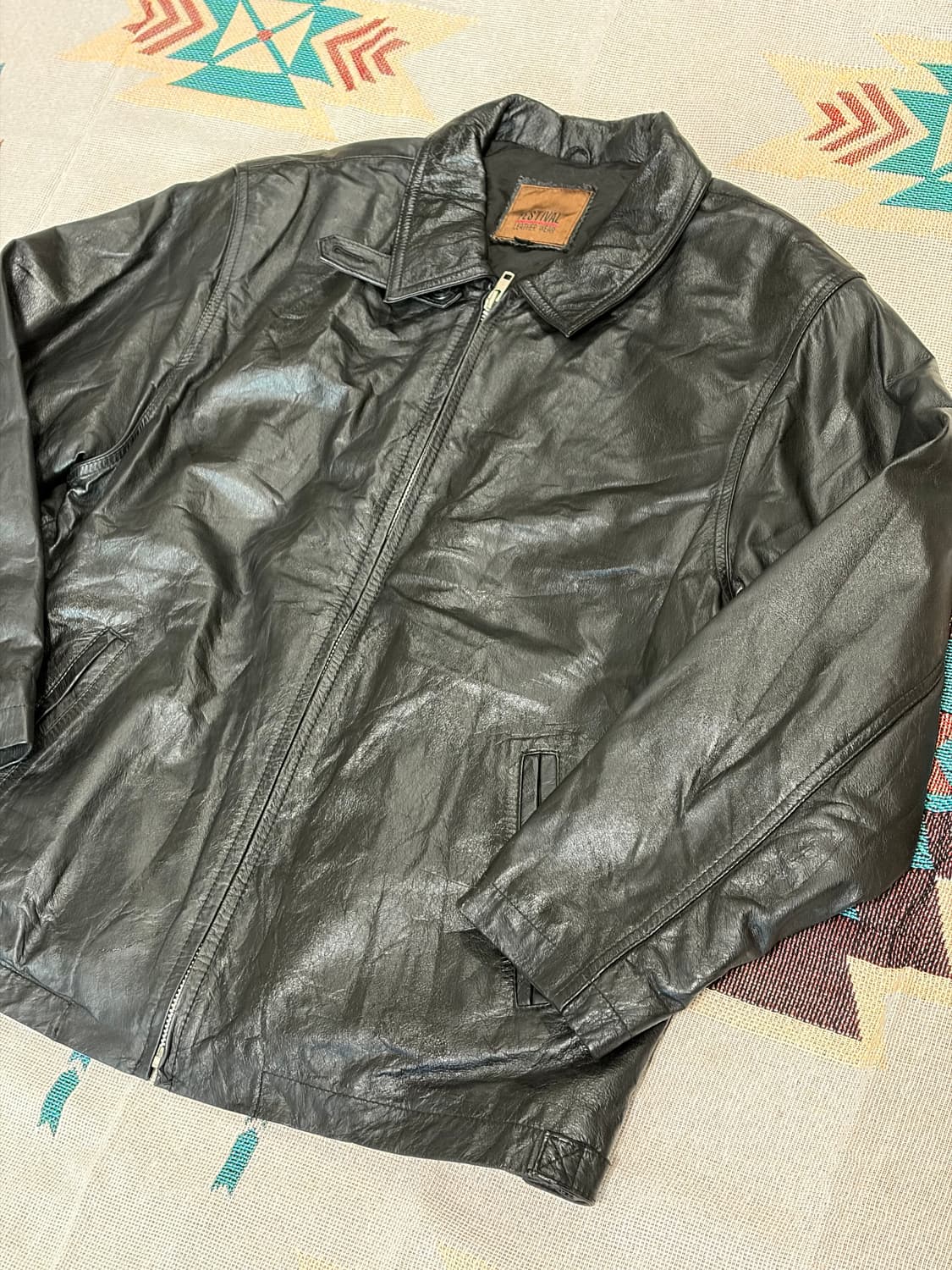 Festival work 소가죽 싱글 라이더 자켓 상품이미지2