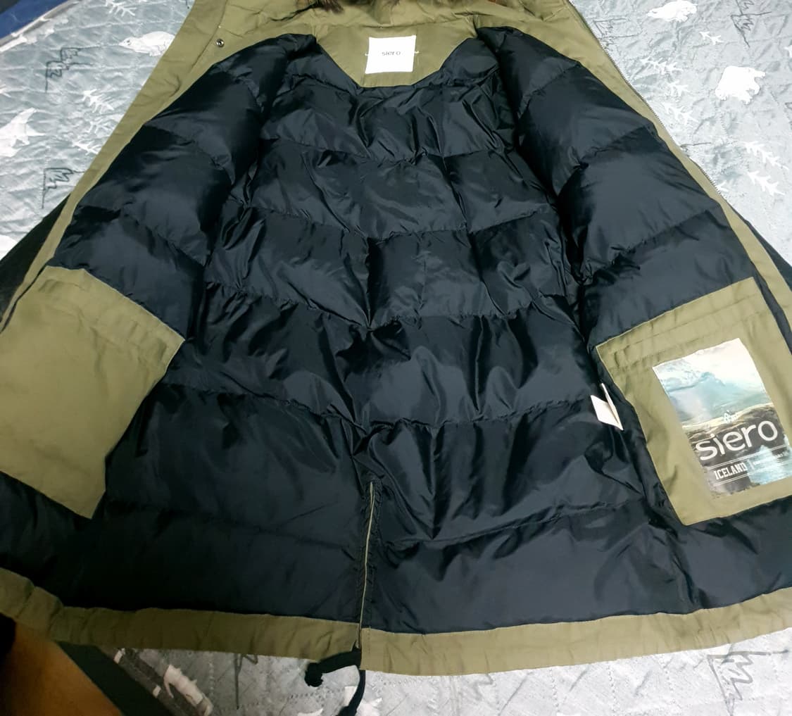 SIERO 시에로 라쿤퍼 소가죽 오리털 피쉬테일 파카 카키 (L) 상품이미지4