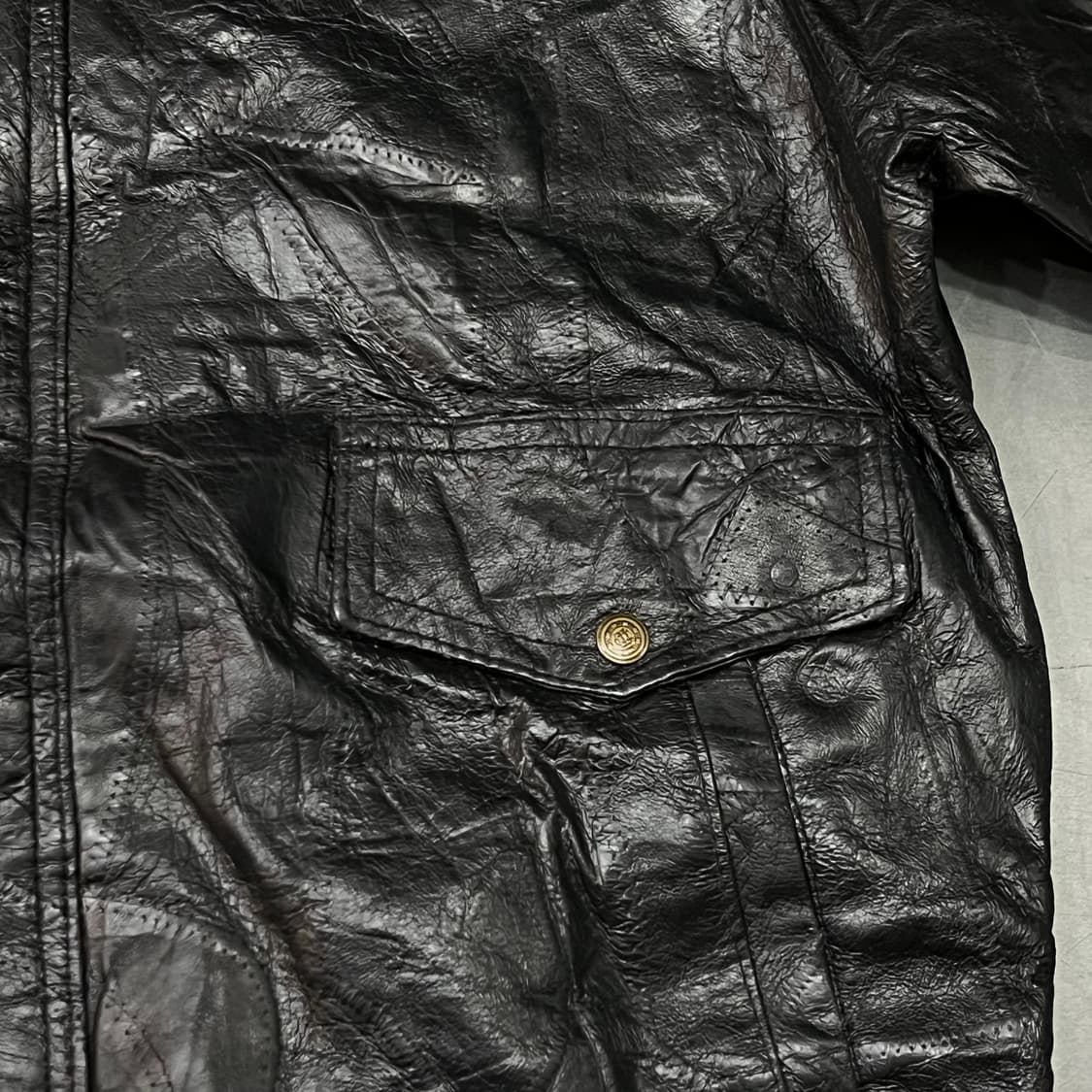  빈티지 스티치 리얼레더 카라 자켓 y15043 상품이미지4