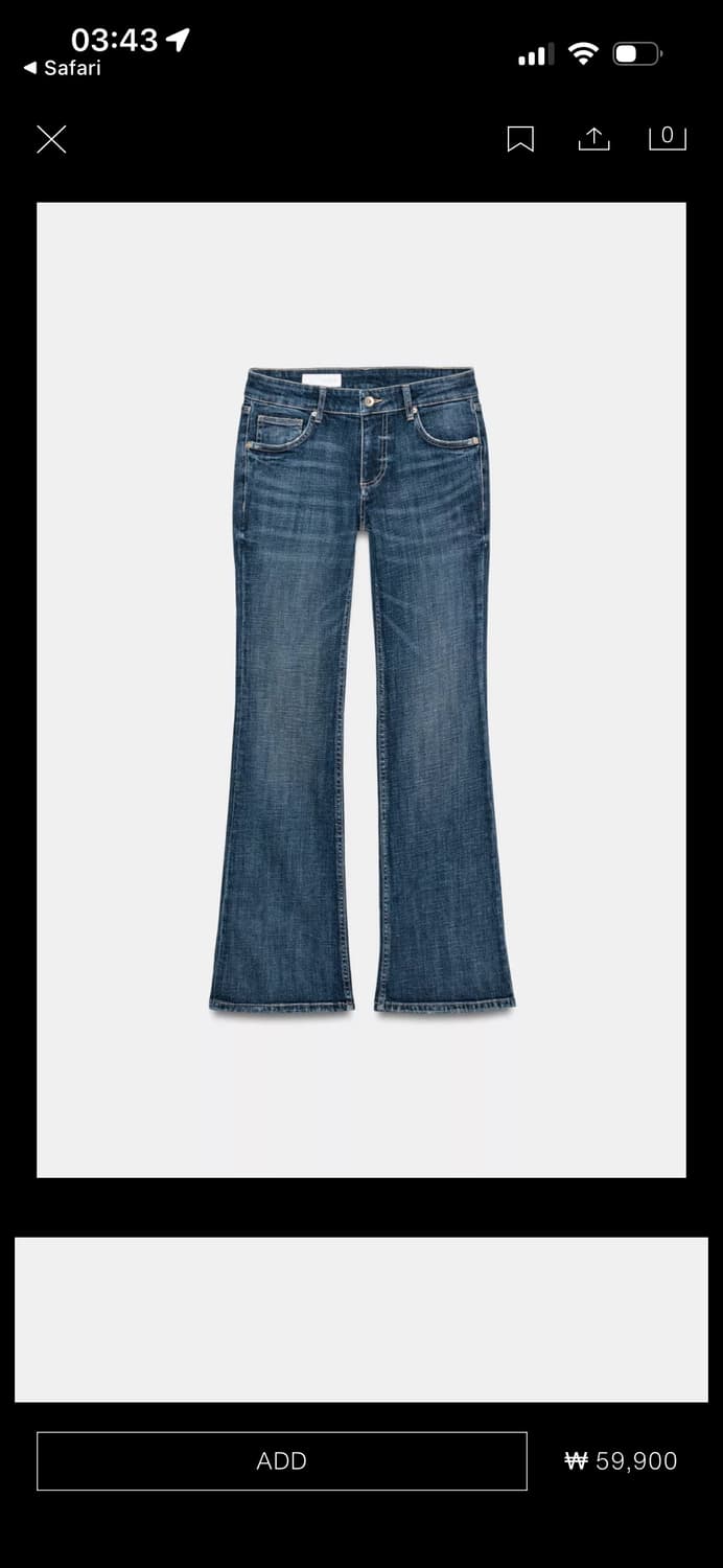 자라 로우라이즈 부츠컷 데님 새상품  상품이미지5