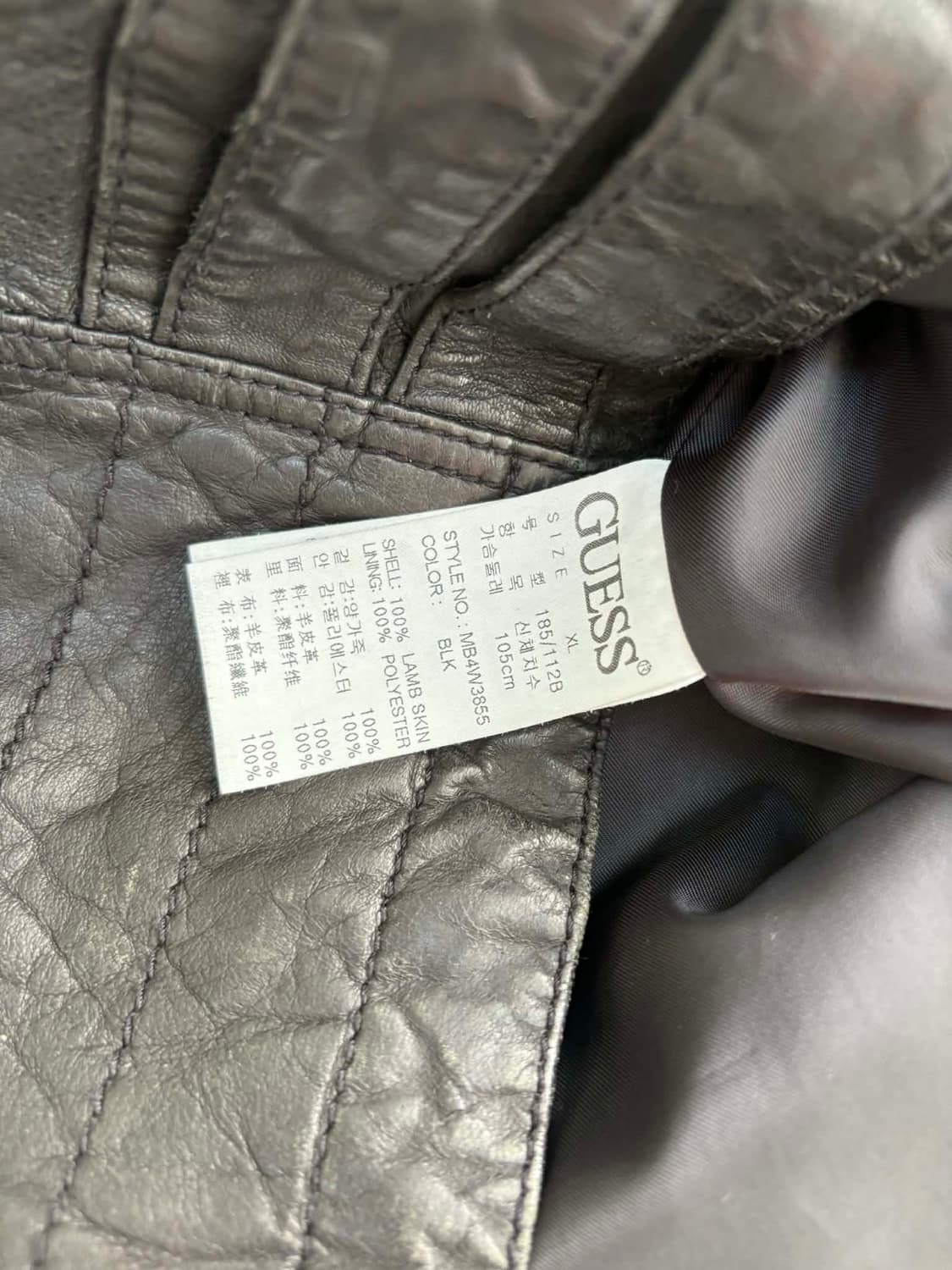 [XL] 빈티지 게스 양가죽 하이넥 라이더 자켓 상품이미지4