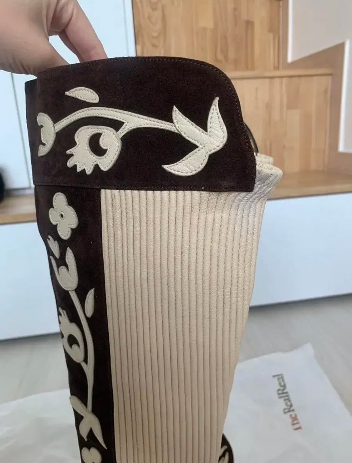 Dolce&Gabbana 돌체앤가바나 스웨이드 플로럴 니하이 부츠 상품이미지9