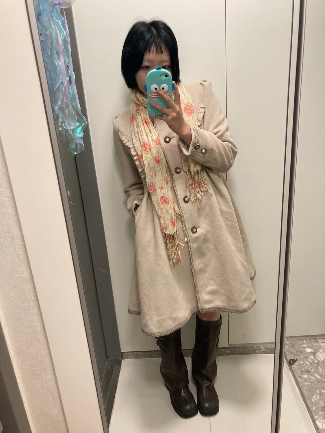 오네갸루 화이트갸루 산리오 엑시즈팜 코트 머플러 코디 세트 상품이미지3