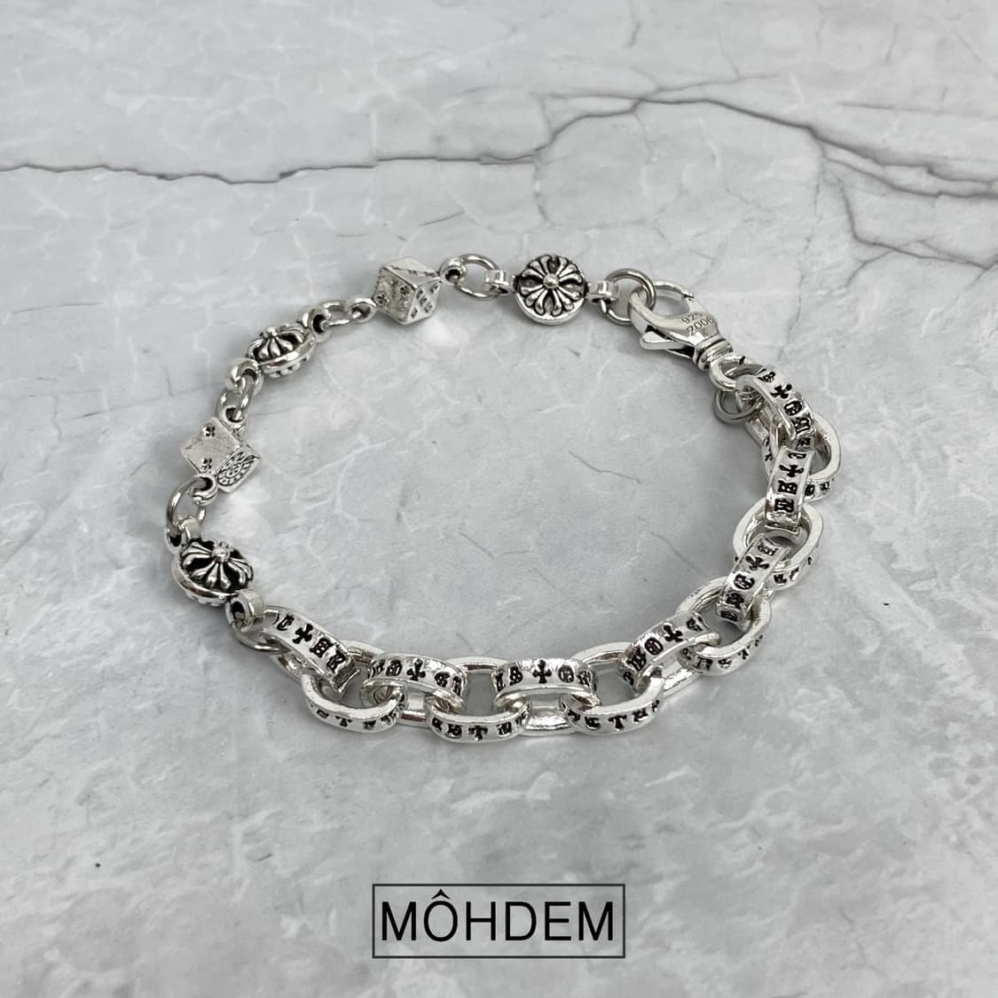 [Unisex] 하프&하프 크롬 실버 체인팔찌 상품이미지7