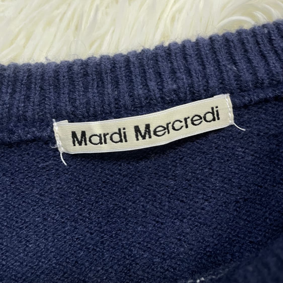 마르디메크르디 플라워 라운드 니트 네이비 상품이미지4