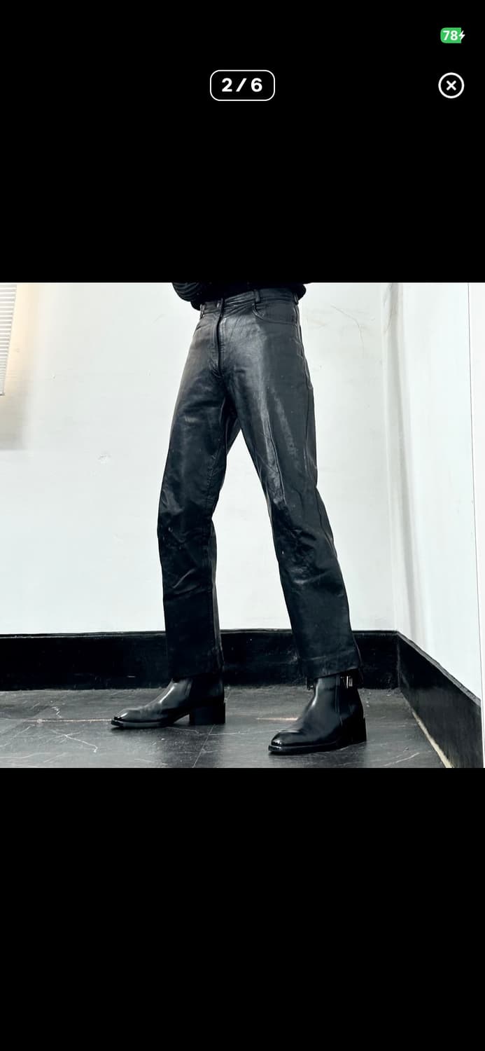 블랙 레더 팬츠 소가죽 바지 상품이미지2