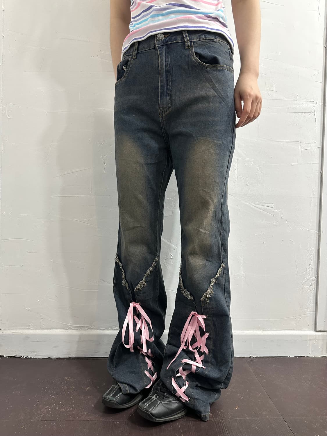 romwe eyelet detail denim pants 상품이미지1
