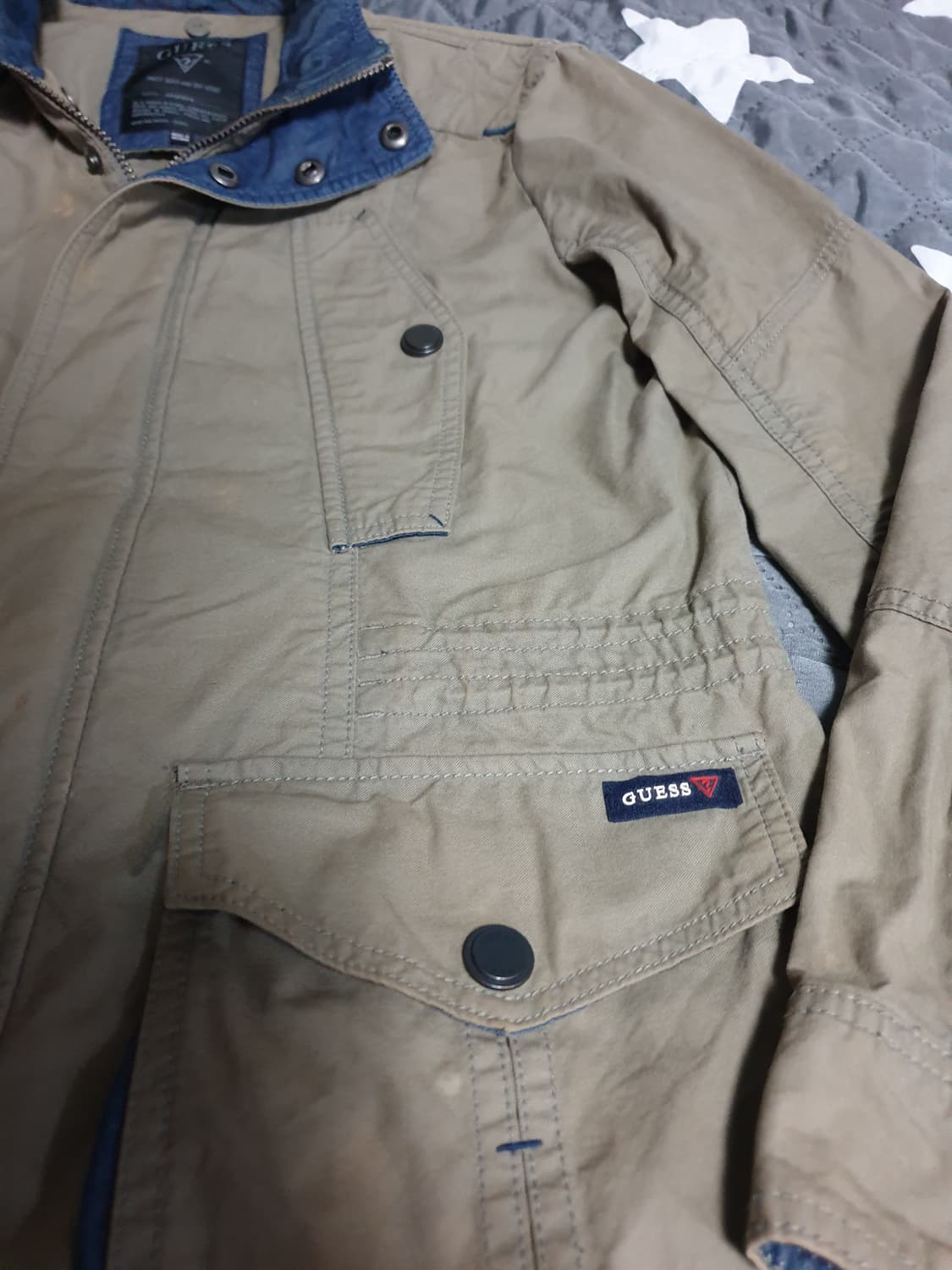 게스 클래식  데님배색 필드 야상 워커 자켓 카키 (M) 상품이미지2