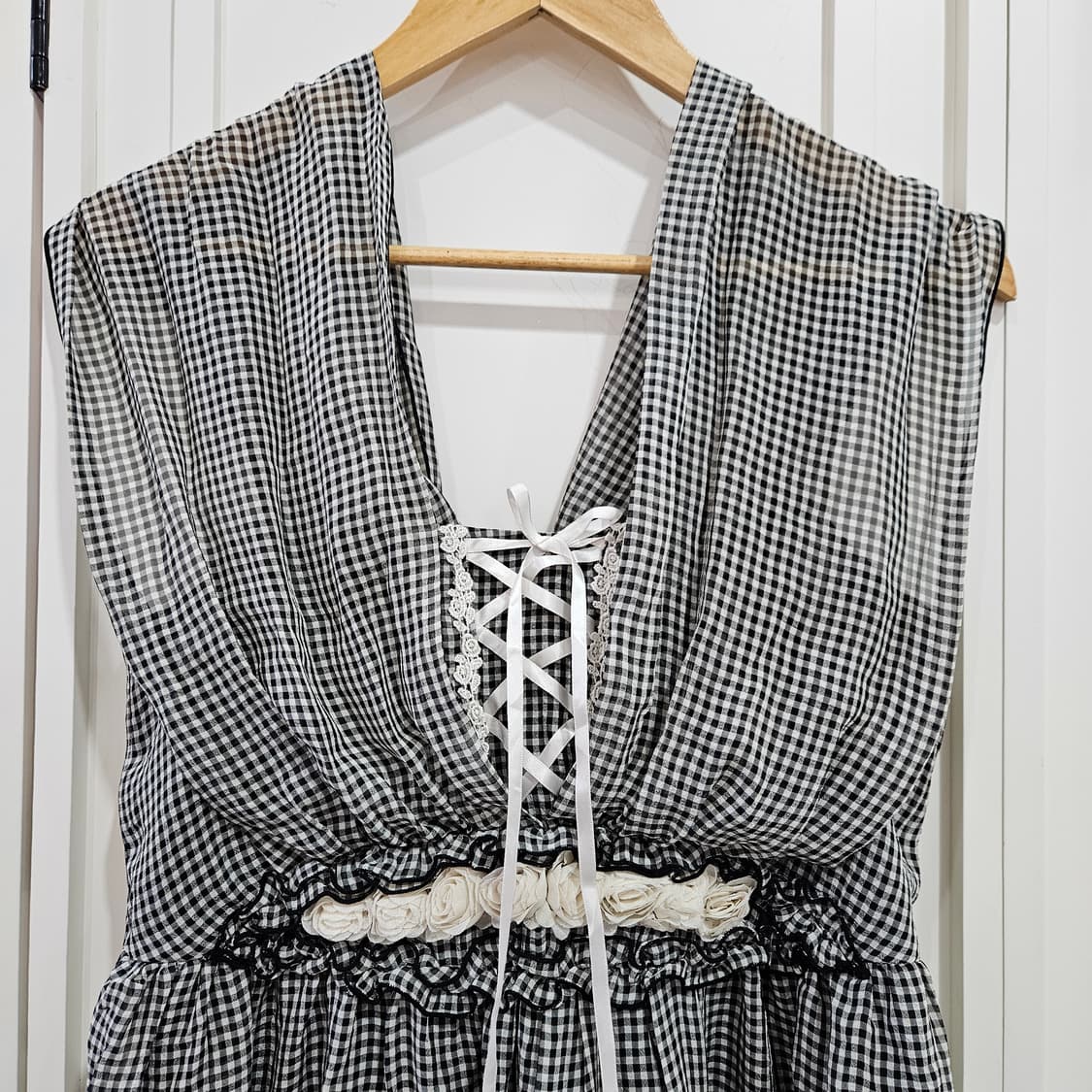 엑시즈팜(Axes Femme) 깅엄체크 레이스 원피스 상품이미지4