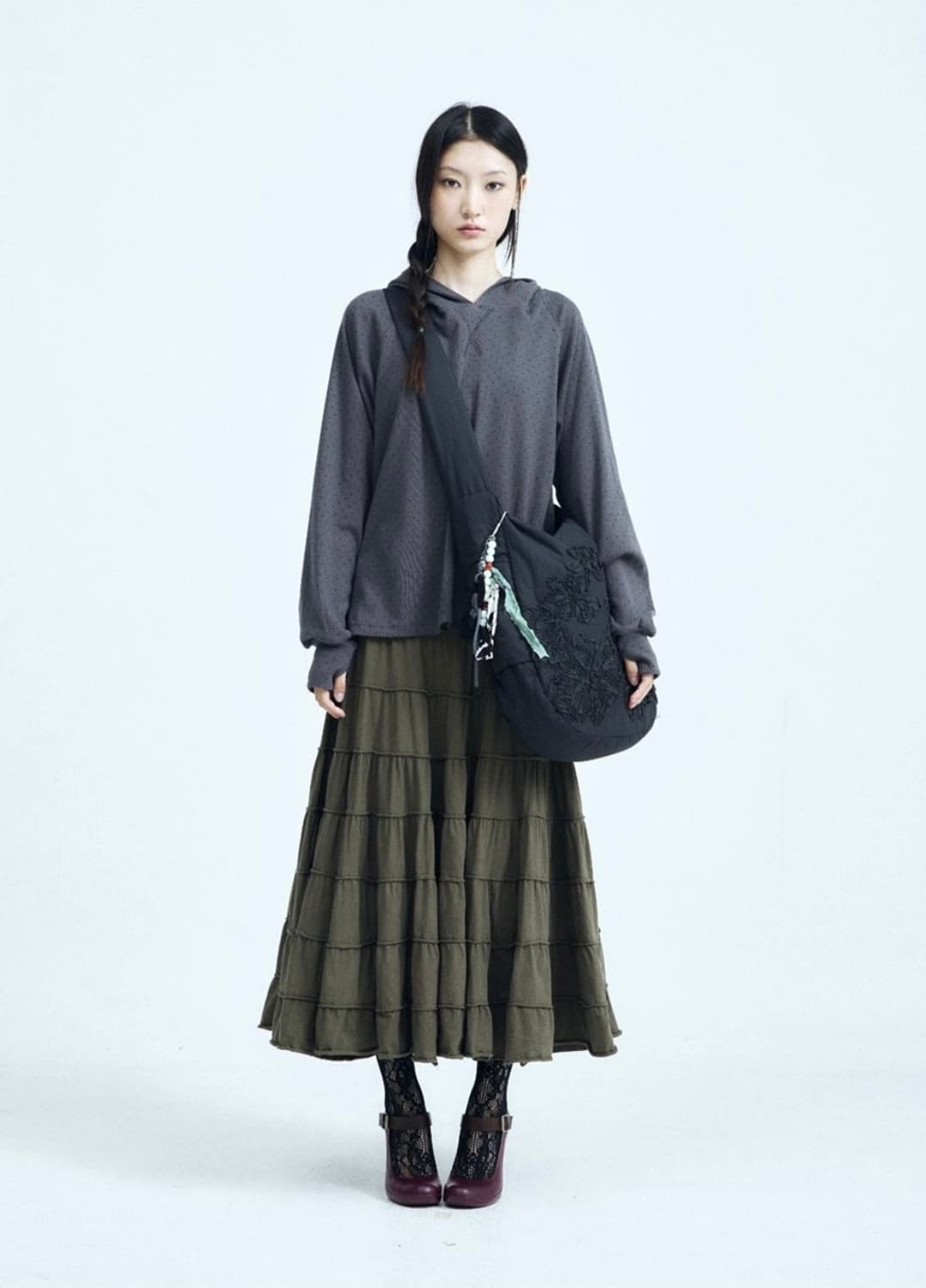 콜로신스 Fade Flower Cross Bag Black 상품이미지2