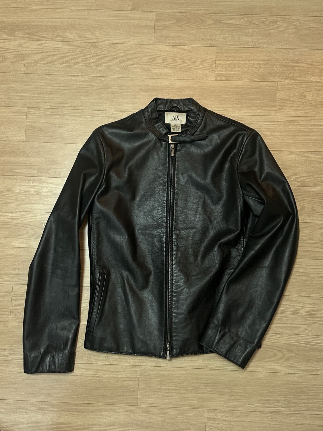 아르마니 익스체인지 싱글 레더 자켓 블랙 상품이미지1