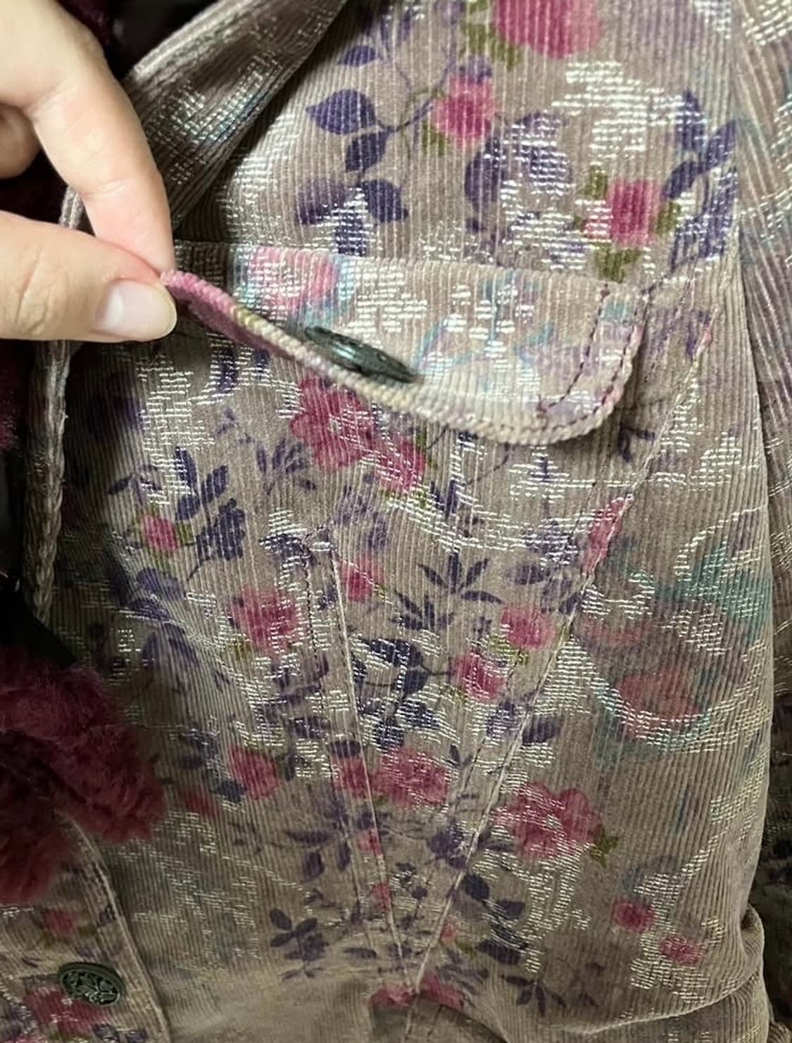 빈티지 플라워 퍼 자켓 상품이미지6