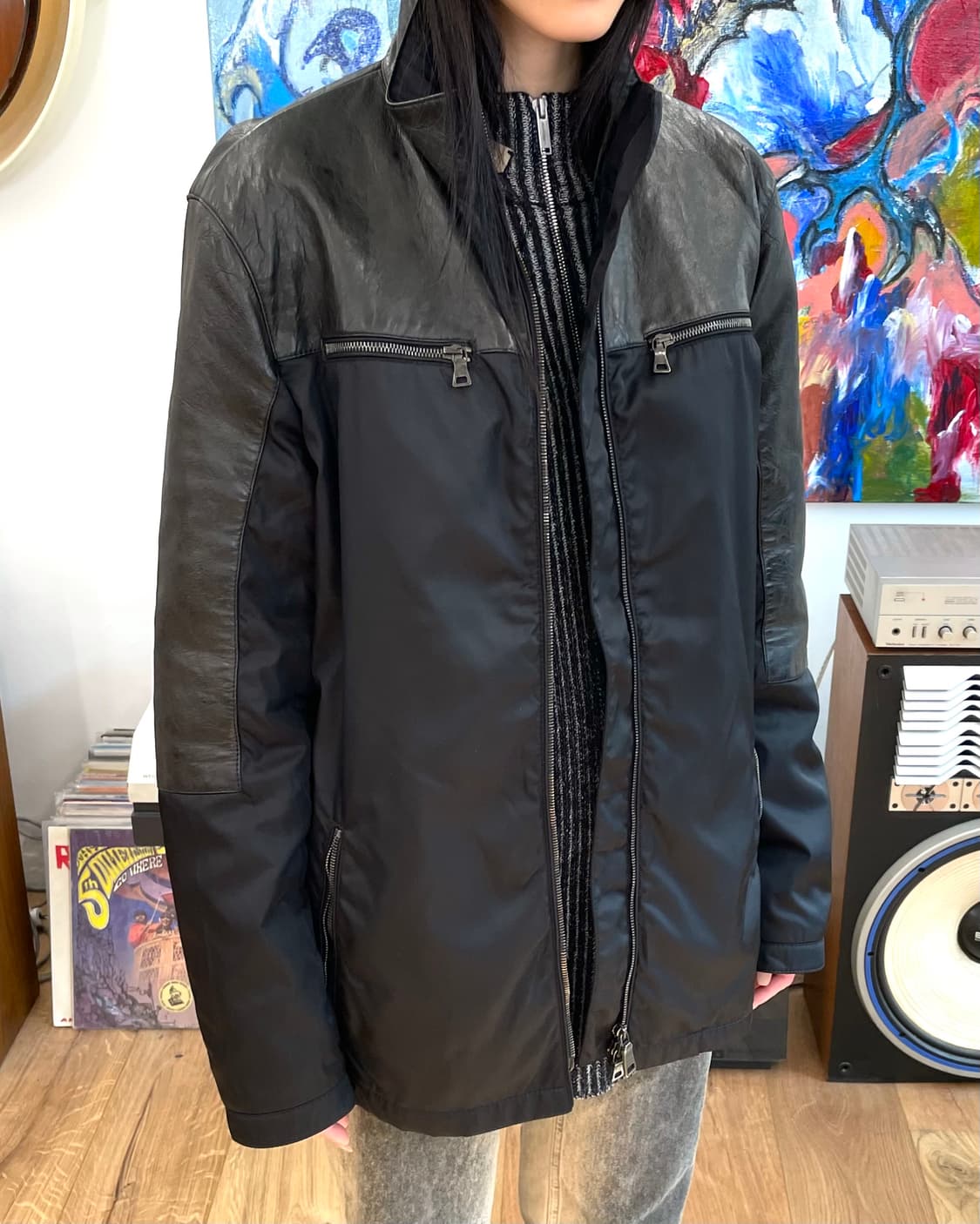 [48] 프라다 레더 나일론 자켓 상품이미지2