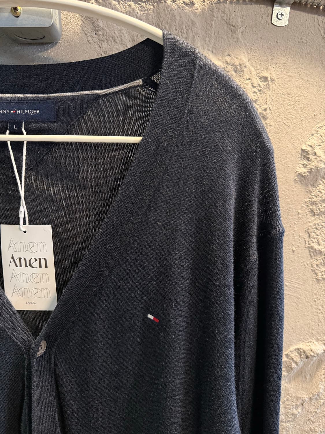 타미힐피거 TOMMY 캐시미어 블렌드 브이넥 가디건 네이비 L 상품이미지3