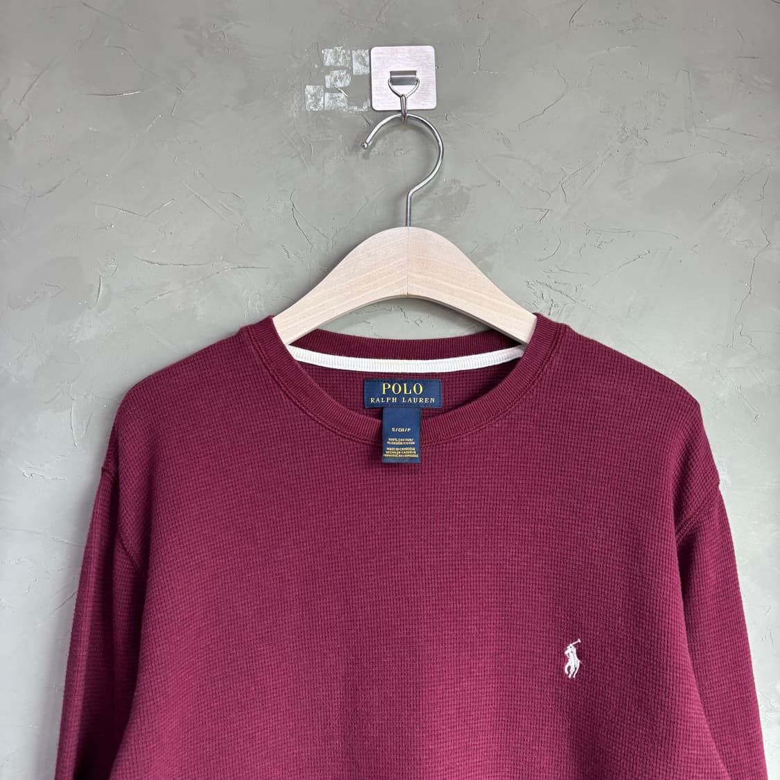 폴로 랄프로렌 와플 롱슬리브 버건디 상품이미지2