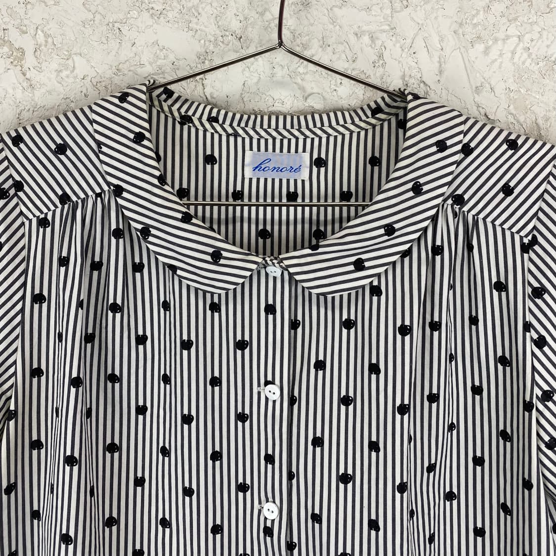 HONORE 두들 도트 스트라이프 반팔 셔츠 상품이미지2