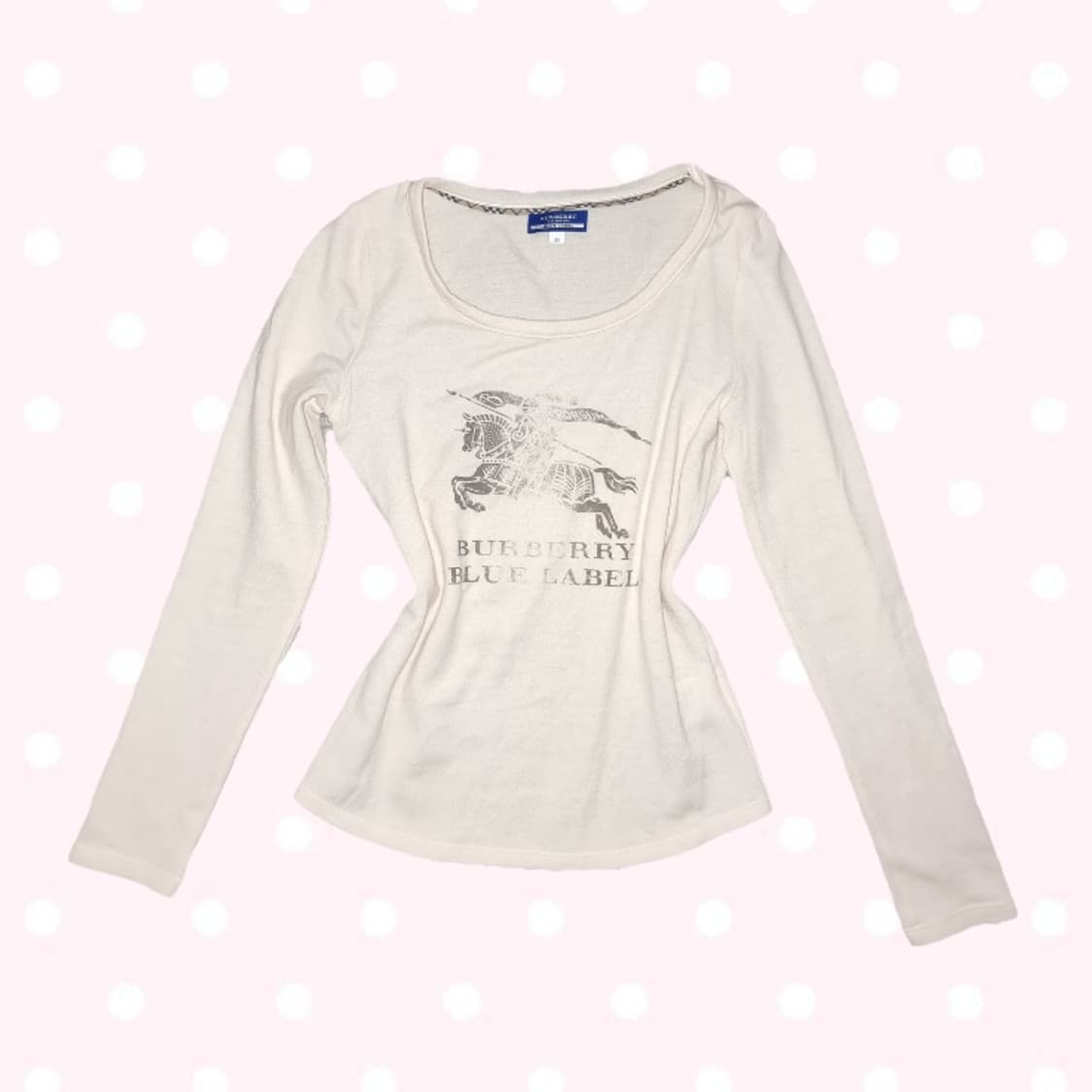 버버리 블루라벨 바닐라크림 긴팔 티셔츠 울 100% 아이보리 빈티지 정품 상품이미지1