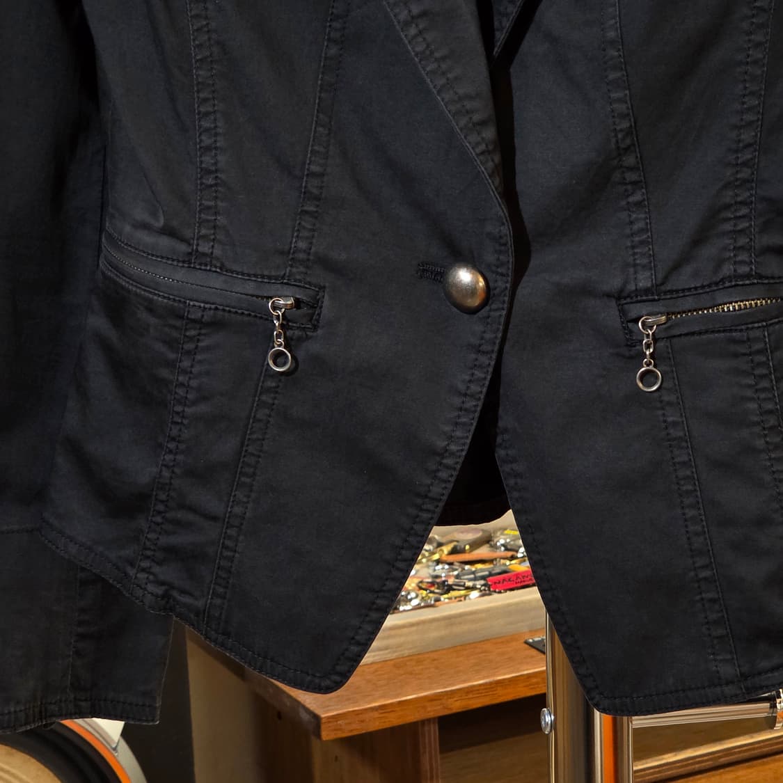 JPN 원버튼 블랙 코튼 슬림핏 블레이져 상품이미지3