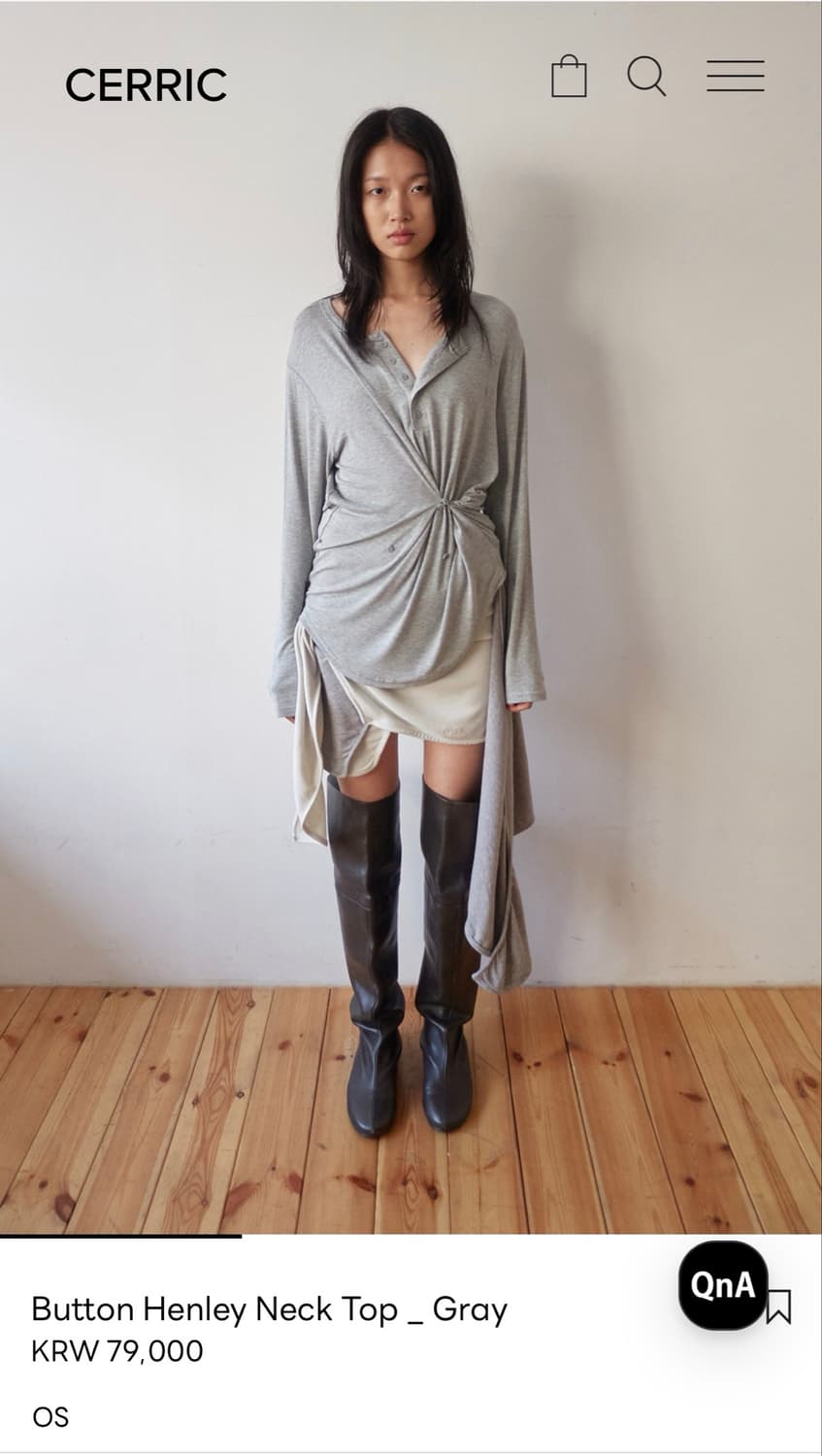 Cerric 세릭 Button Henley Neck Top _ Gray 상품이미지2