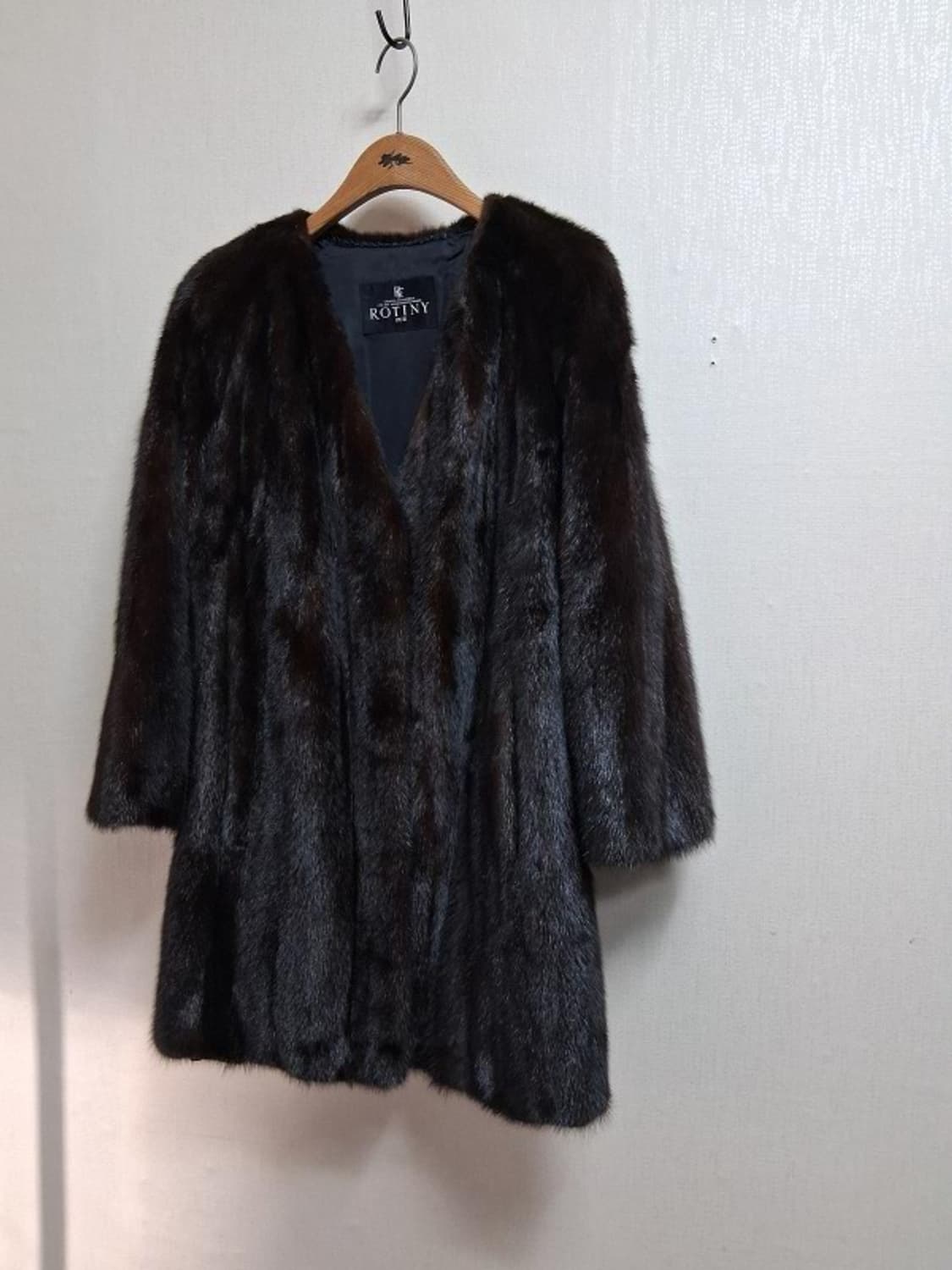일본구제 ROTINY 밍크하프쟈켓 밍크코트 짙은브라운 검정섞인 66까지 상품이미지1
