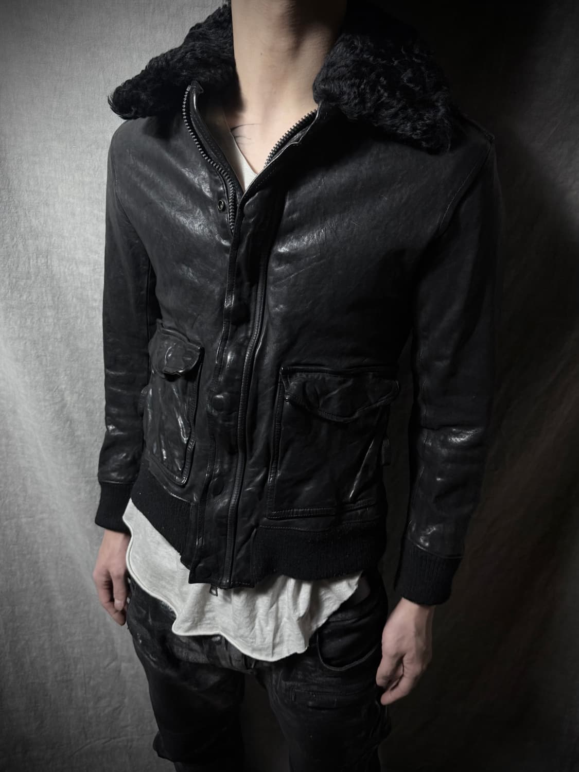 이사무 카타야마 백래쉬 퍼 레더 자켓 상품이미지1