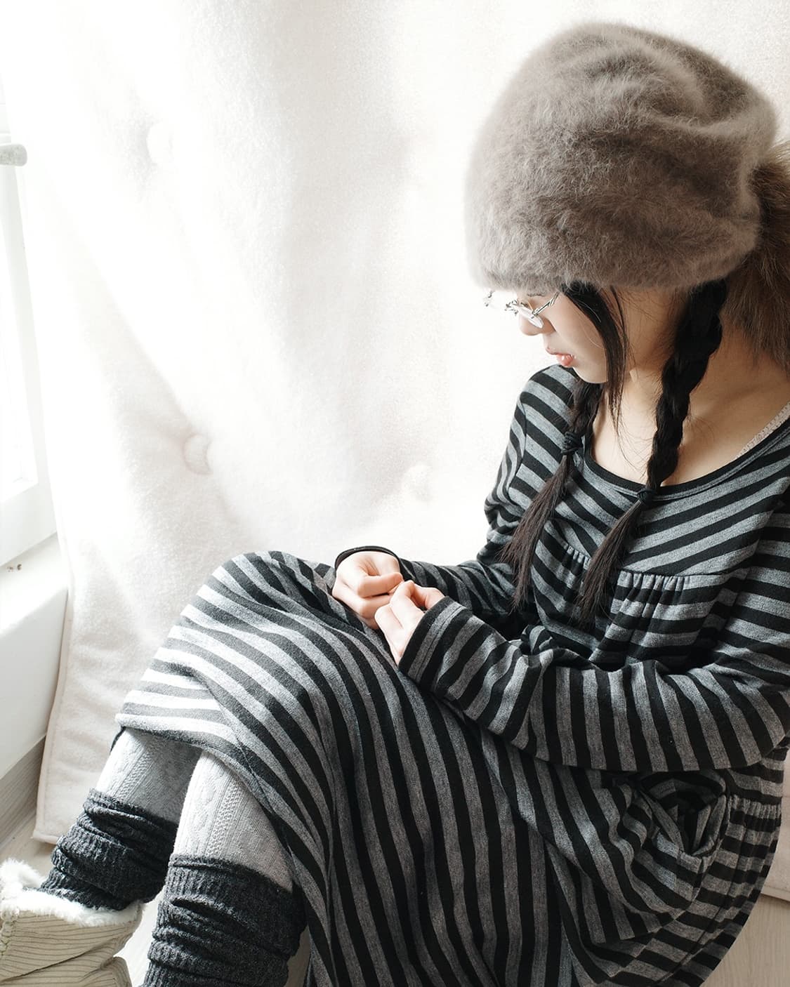 Angora & racoon fur beanie 상품이미지3