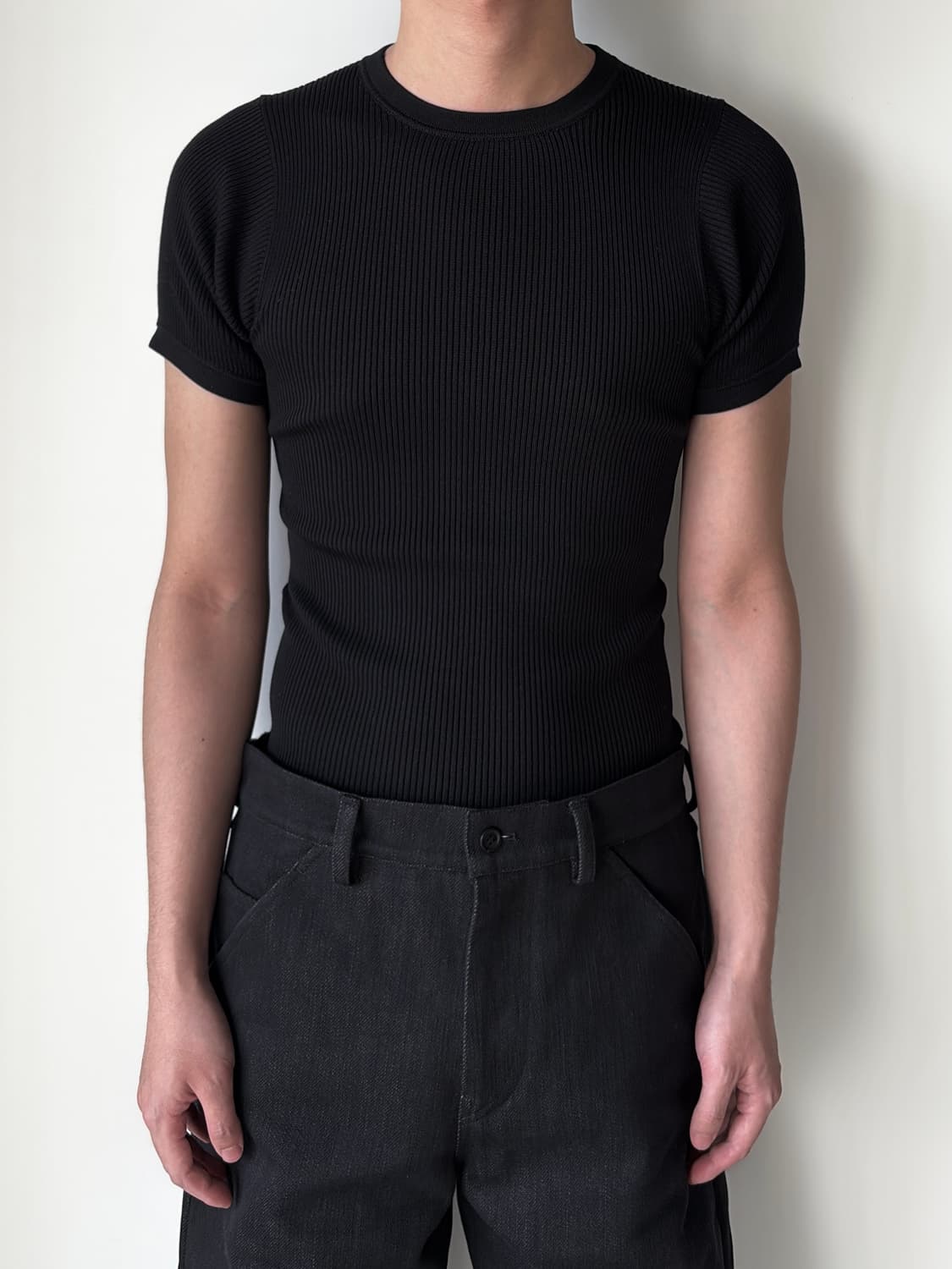 T-shirt silk knitwear black 상품이미지3
