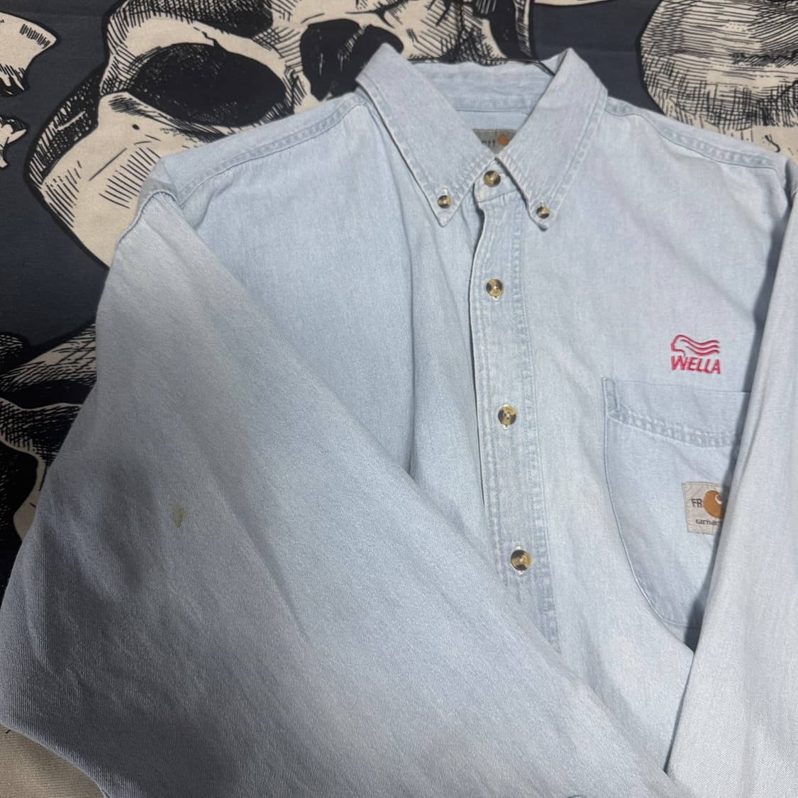 90s 칼하트 연청 데님셔츠 L사이즈  상품이미지4