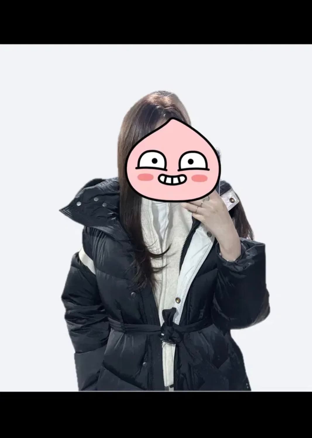 사가폭스퍼 배색 롱패딩 (오리털100, 착샷o) 상품이미지6