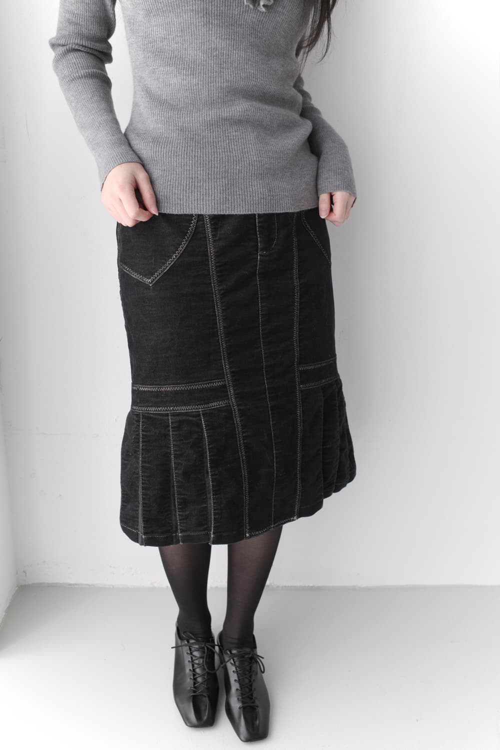 stitch pleats denim skirt  상품이미지6