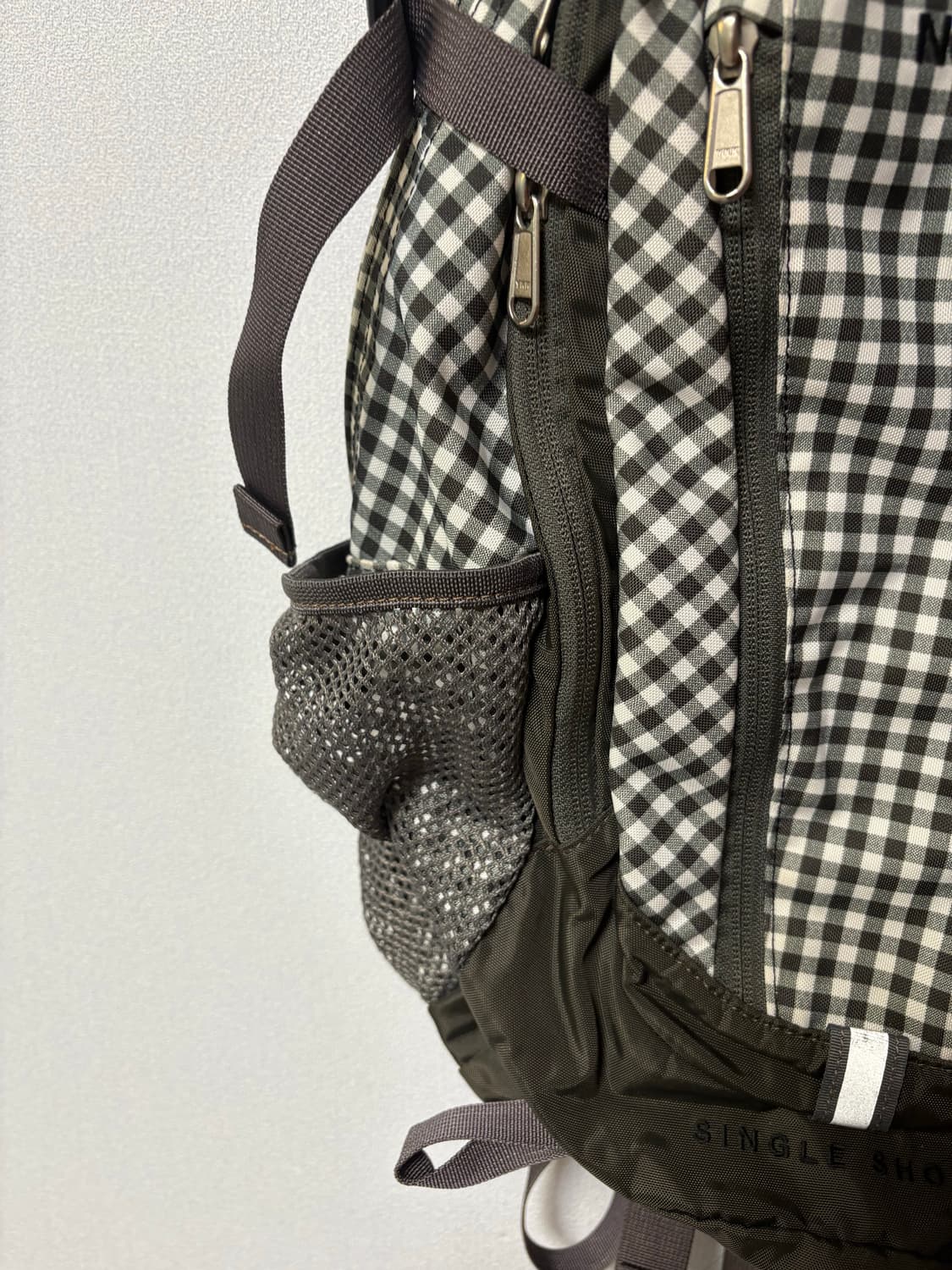 레어) 노스페이스 체크 깅엄 백팩 싱글샷 일본 빈티지 모리걸 가방  상품이미지4