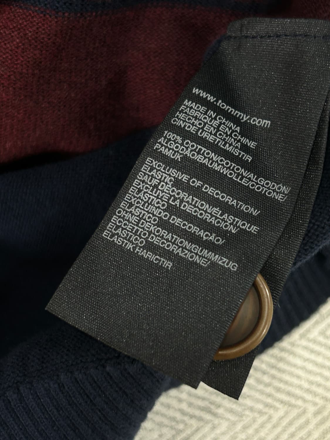 타미힐피거 체크 패턴 가디건 남성 XL 네이비/버건디 상품이미지8