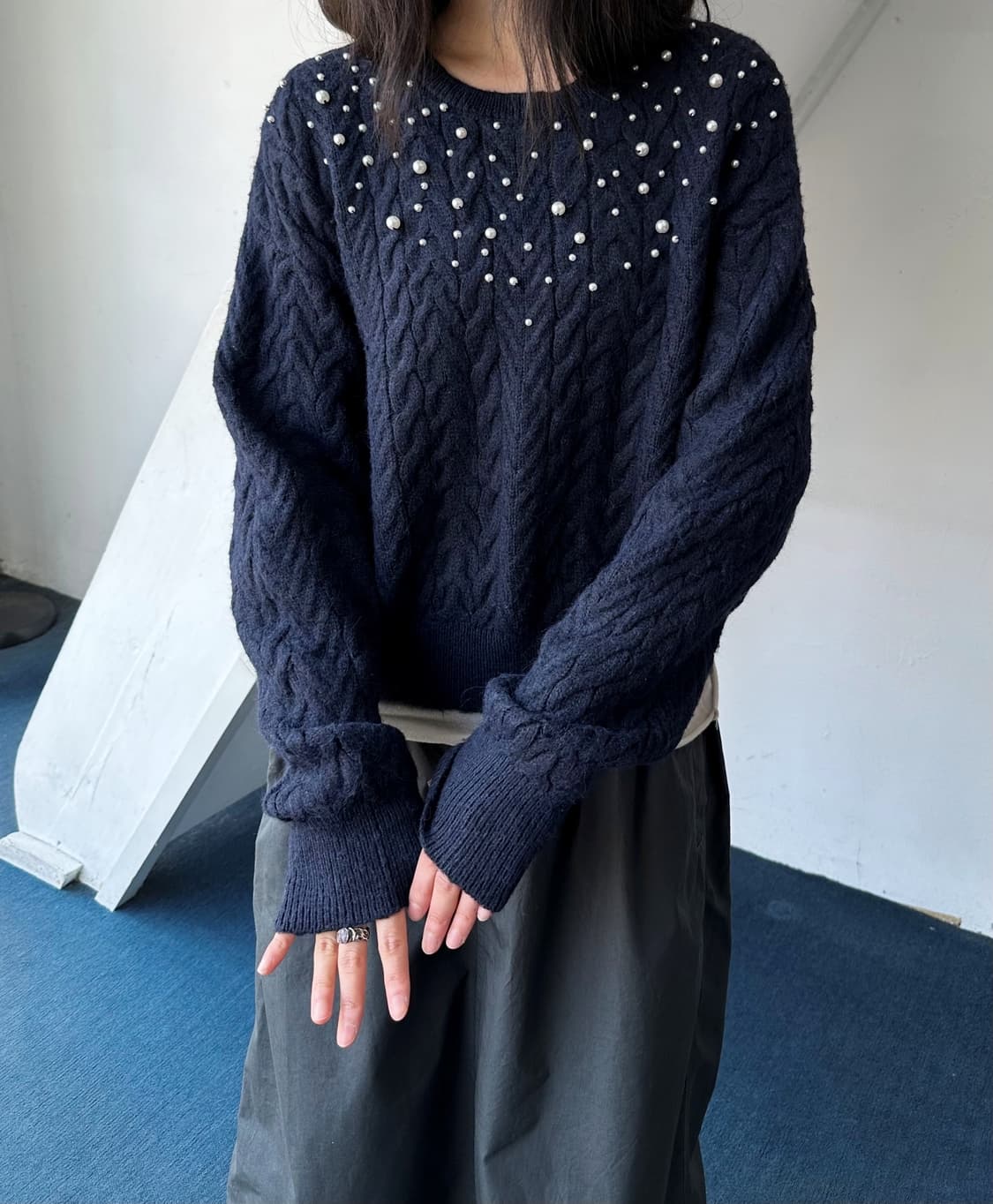 Middle gauge cable knitted beads knit to 상품이미지8