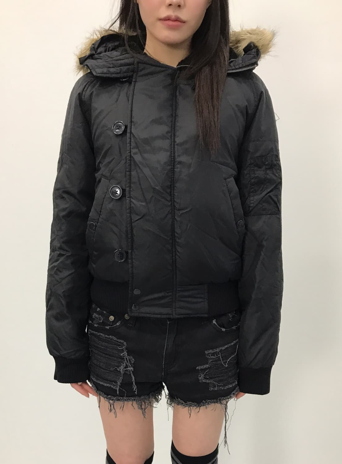 Polo Jeans Black Fur N-2B Bomber Jacket 상품이미지2