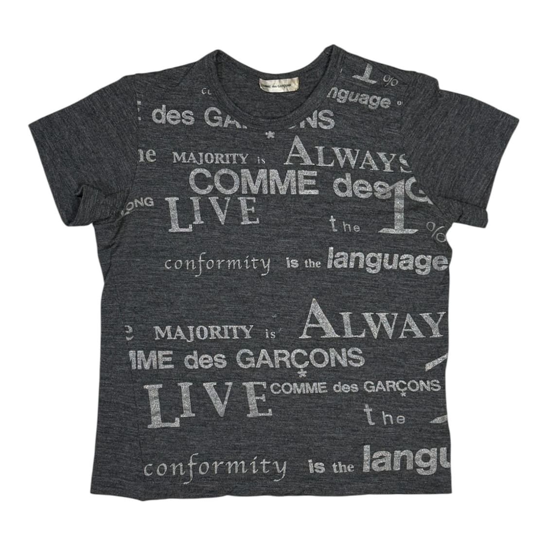 2003 꼼데가르송 균일성의 언어 울 반팔 티셔츠 상품이미지1