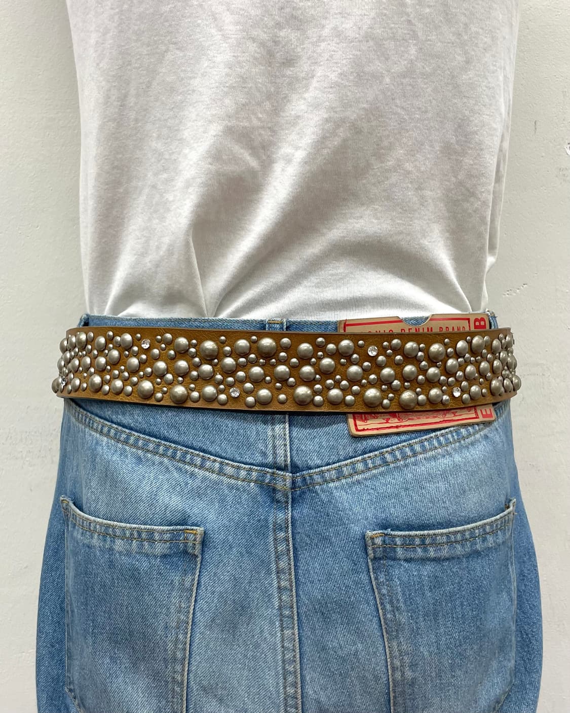 Hard Stud Cubic Brown Western Belt  상품이미지5