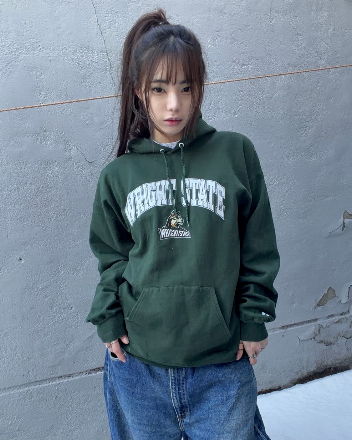 90s RUSSELL green university hoodie 상품이미지1