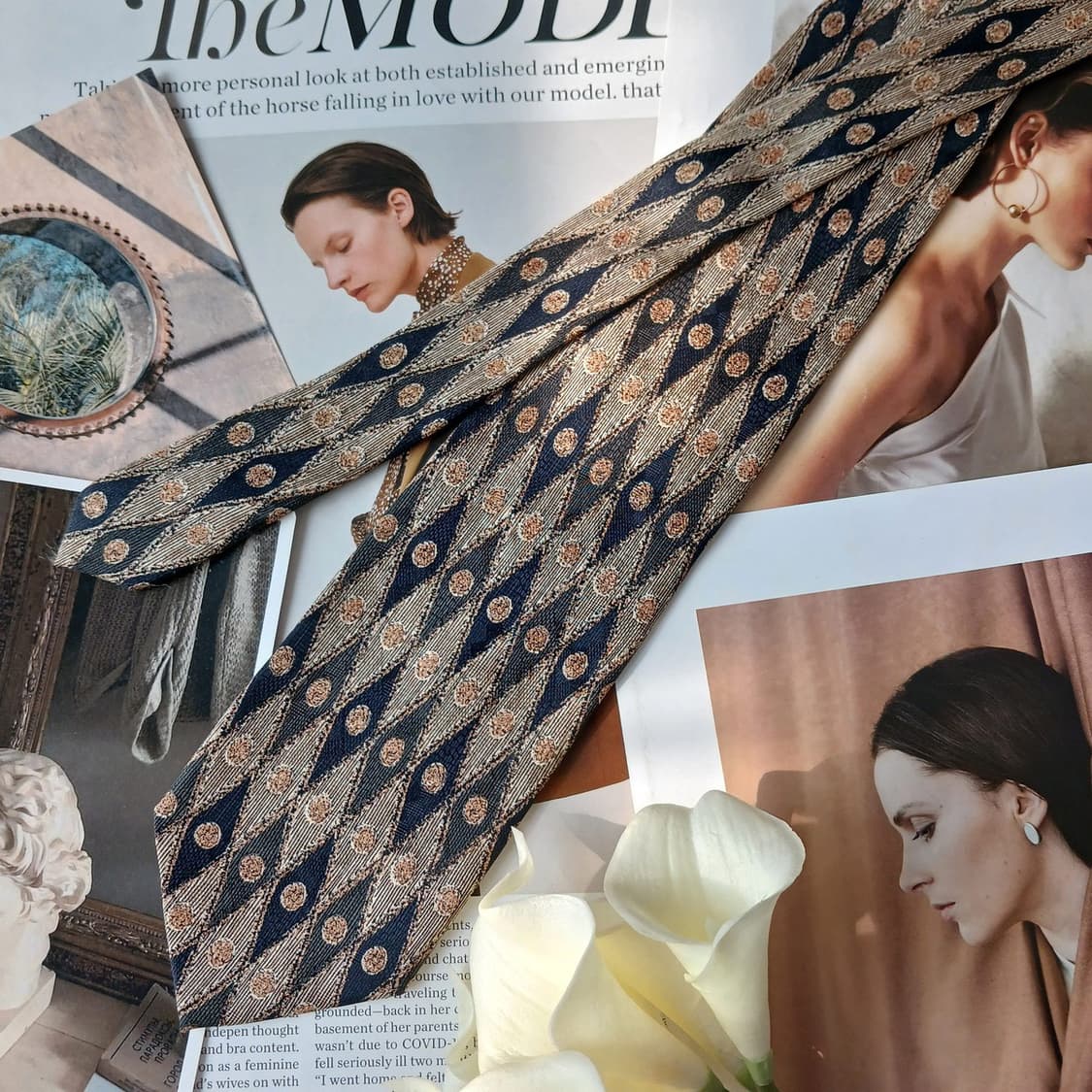 니나리치 브라운 패턴 넥타이 9.5cm A+등급 A19744 상품이미지5