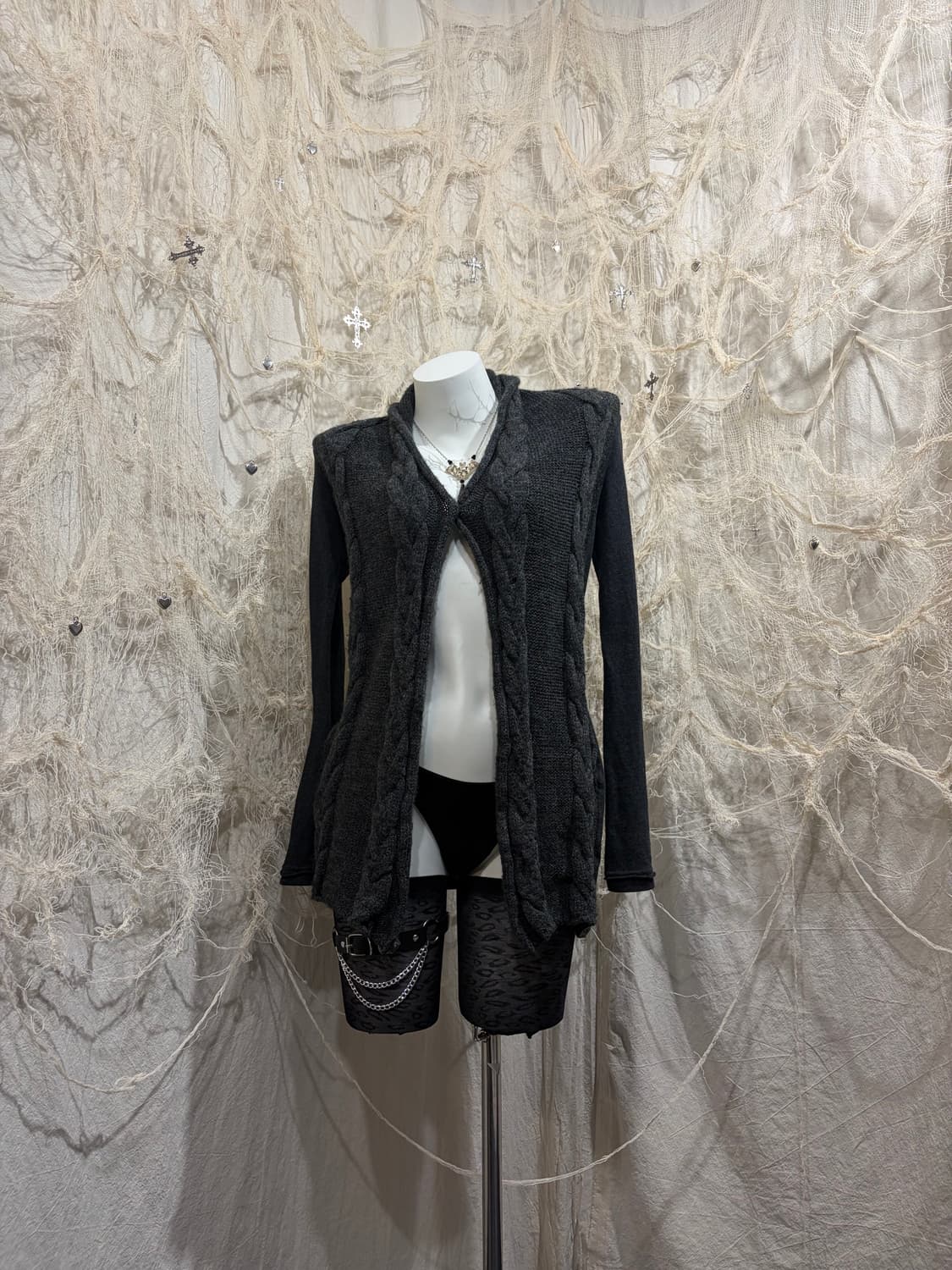 00‘s Grunge cable knit Cardigan 상품이미지3