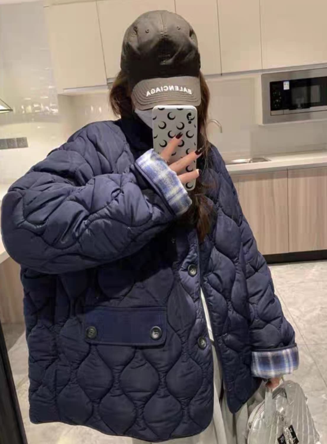 리버시블 체크 누빔 패딩 상품이미지1